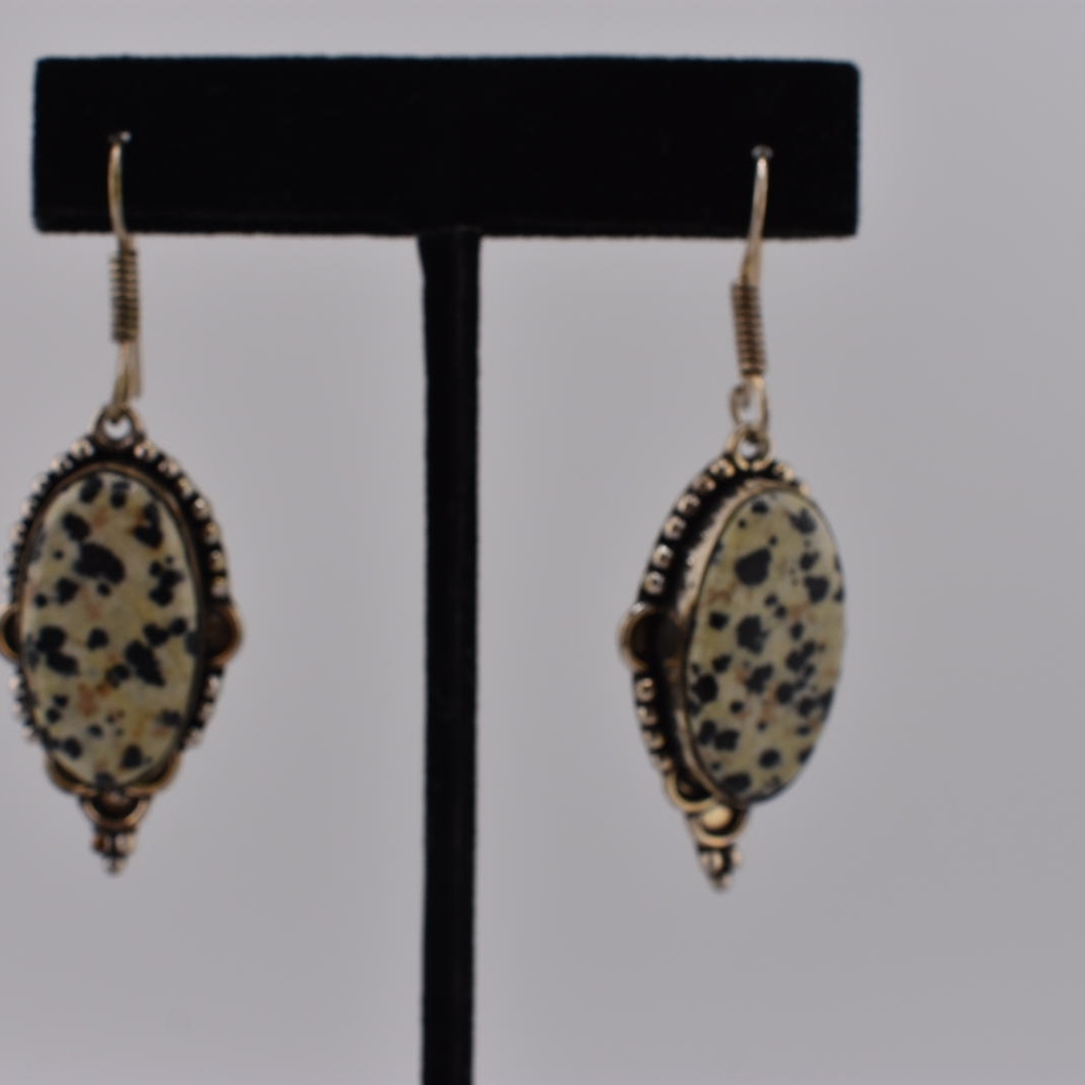 Dalmatian Stone Dangle Earrings